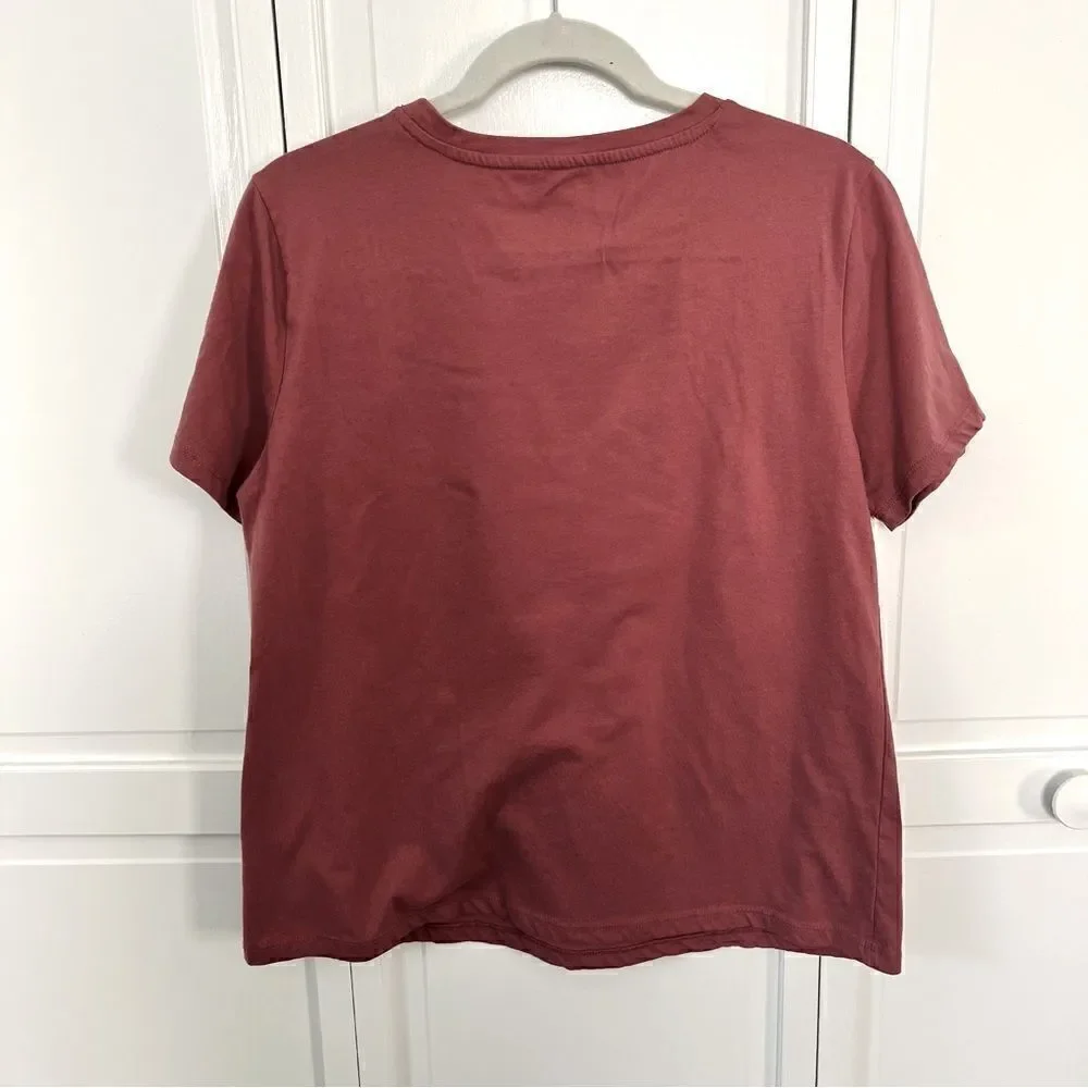 Nine West Women’s Graphic Crewneck Tee ‘ Mom Game Strong ‘ Rose Color Size Large